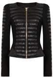 Black PVC Piped Front Zip Up Biker Jacket
