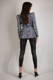 Black Leopard Print Blazer With Exaggerated Shoulder