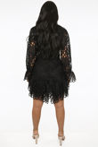 Black Floral Embroidery Lined Shift Dress