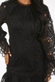 Black Floral Embroidery Lined Shift Dress