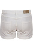 Cream Ripped Fold & Button Up Jeans Shorts