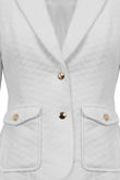 Cream Textured Double Pocketed Blazer