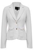 Cream Textured Double Pocketed Blazer