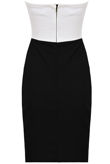 Black & Cream Front Bow Strapless Bandeau Dress