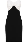 Black & Cream Front Bow Strapless Bandeau Dress