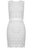 Cream Floral Crochet Mesh Insert Dress