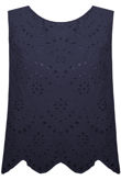Navy Cotton Broderie Tops 