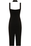 Black Front Cut Out Back Slit Bodycon Dress