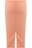 Peach Horizontal Stripe Print Back Slit Pencil Skirts