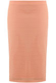 Peach Horizontal Stripe Print Back Slit Pencil Skirts