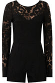 Black Floral Lace Long Sleeve Playsuit