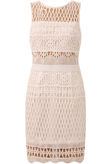 Crochet Cut Out Bodycon Dress With Sheer Panels In White
