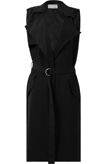Black Long Front Buckle Up Pocketed Gilet
