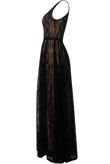 Black Lace Scallop Maxi Dress