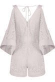 White Lace Mesh Cold Shoulders Playsuit 