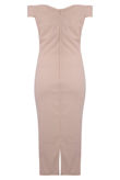Pink Sweetheart Neckline Midi Dress