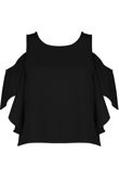 Black Cold Shoulder Crop Top
