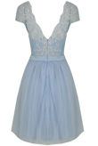 Netted Floral Crochet Open Back Shift Dress
