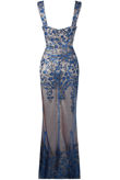 Glitter Embellished Maxi Dress In Blue