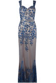 Glitter Embellished Maxi Dress In Blue