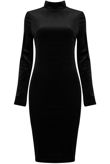 Black Velvet High Neck Bodycon Dress 