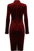 Burgundy Velvet High Neck Bodycon Dress