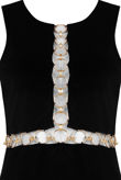 Black Velvet Front Ring Trimming Bodycon Dress
