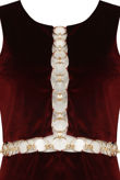 Wine Velvet Front Ring Trimming Bodycon Dress