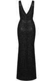 Black Netted Back Zip Up Glittered Maxi Dress 