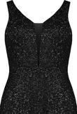 Black Netted Back Zip Up Glittered Maxi Dress 