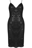Black Sequin Mesh Overlay Party Dress 