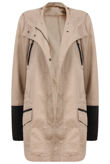 Beige PVC Sleeves Fur Lined Parka
