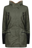 Khaki PVC Sleeves Fur Lined Parka