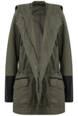 Khaki PVC Sleeves Fur Lined Parka