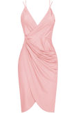 Rose Satin Wrap Bodycon Dress