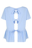 Blue Bow Detail Frilled Top