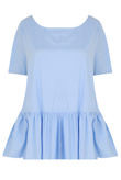 Blue Bow Detail Frilled Top