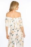 Cream Off The Shoulder Floral Crop Top