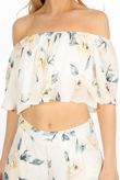 Cream Off The Shoulder Floral Crop Top