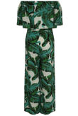 Green Tropical Print Off Shoulder Tops &  Palazzo Set