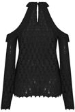 Black Crochet Cold Shoulder Lined Top
