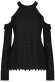 Black Crochet Cold Shoulder Lined Top