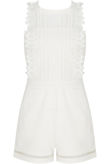White Crochet High Neck Playsuit