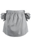 Striped Mini Skirt with Side Knots in Black