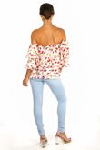 Floral Off The Shoulder Layered Chiffon Top White