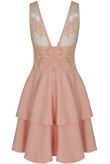 Pink Embroidered Mesh Layered Occasion Dress