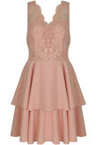 Pink Embroidered Mesh Layered Occasion Dress
