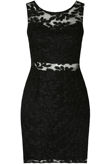 Black Flower Crochet Netted Bodycon Dress