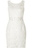 White Flower Crochet Netted Bodycon Dress