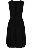 Black Flower Crochet Back Zip Up Shift Dress